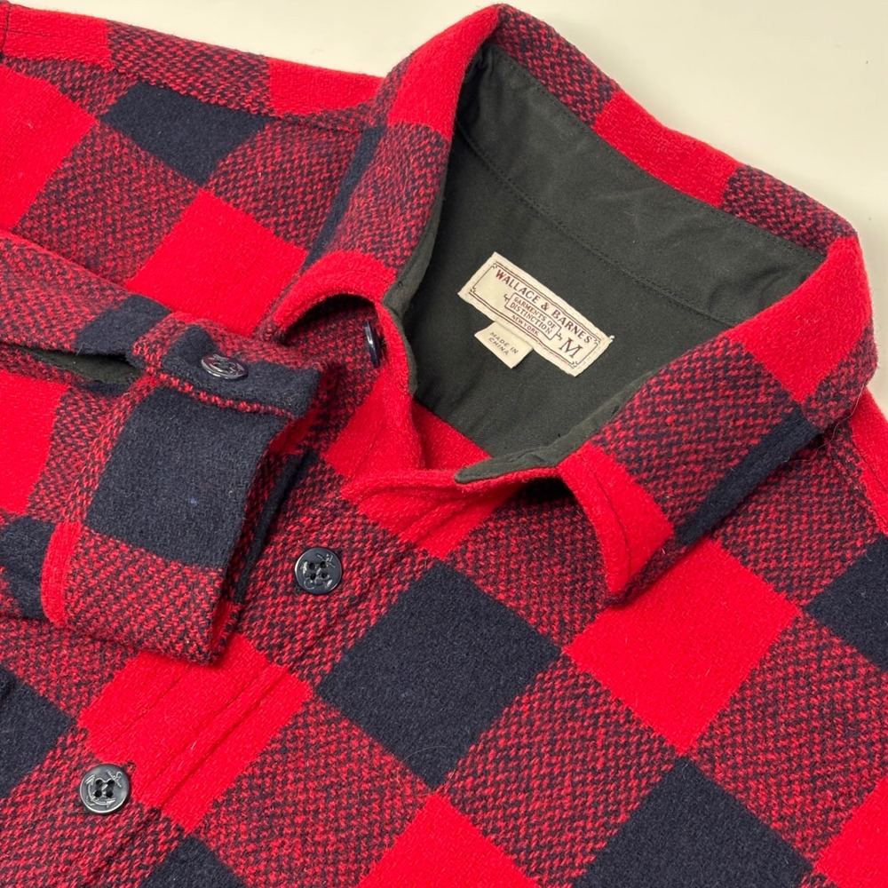 Wallace & Barnes Wool Buffalo Plaid Shirt Jacket Men's M Red Black CPO 32787